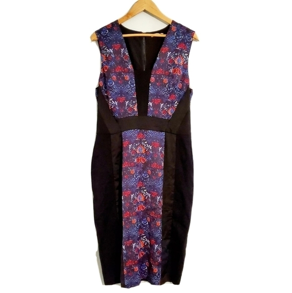 NEW Rachel Roy Black Floral Midi Dress - Picture 1 of 4
